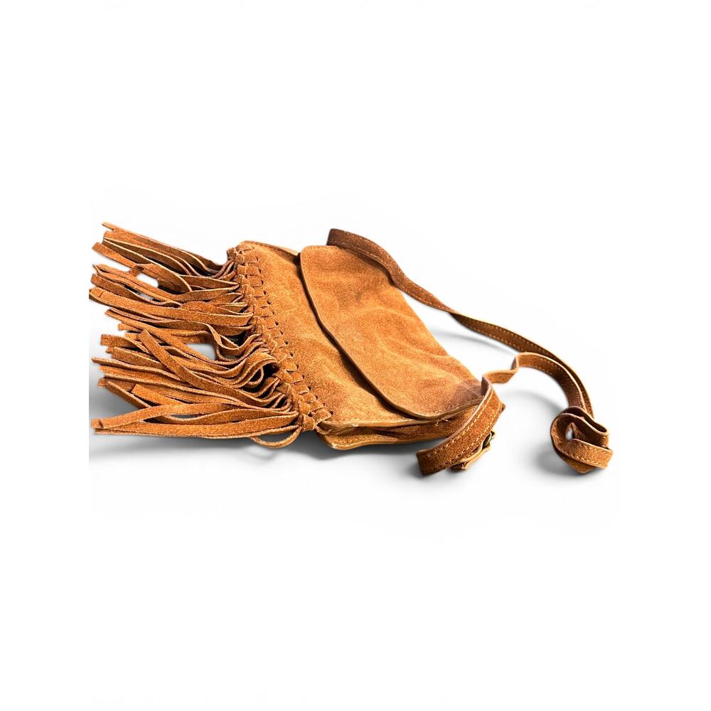 H&M leather suede fringe crossbody bag purse Bohemian Western Festival tassel - Picture 3 of 10